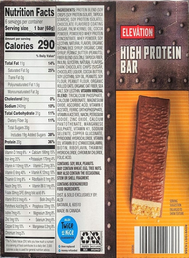 Millville Elevation Mint Chocolate and Chocolate Peanut Butter High Protein Bars 14.4oz 408g (Pack of Four) - Image 3